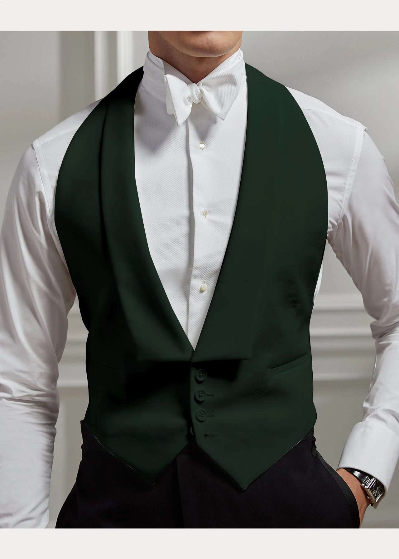 Mens Vest Wedding Lapel Single Breasted Two Pocket Slim Fit Sleeveless Jacket Male Waistcoat Groomsmen Chaleco hombre vestir 250114
