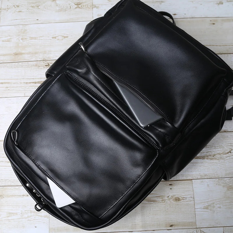 Natural Top Layer Cowhide Backpack For Mens Casual Fashion Large Capacity Genuine Leather Computer Bag 250122