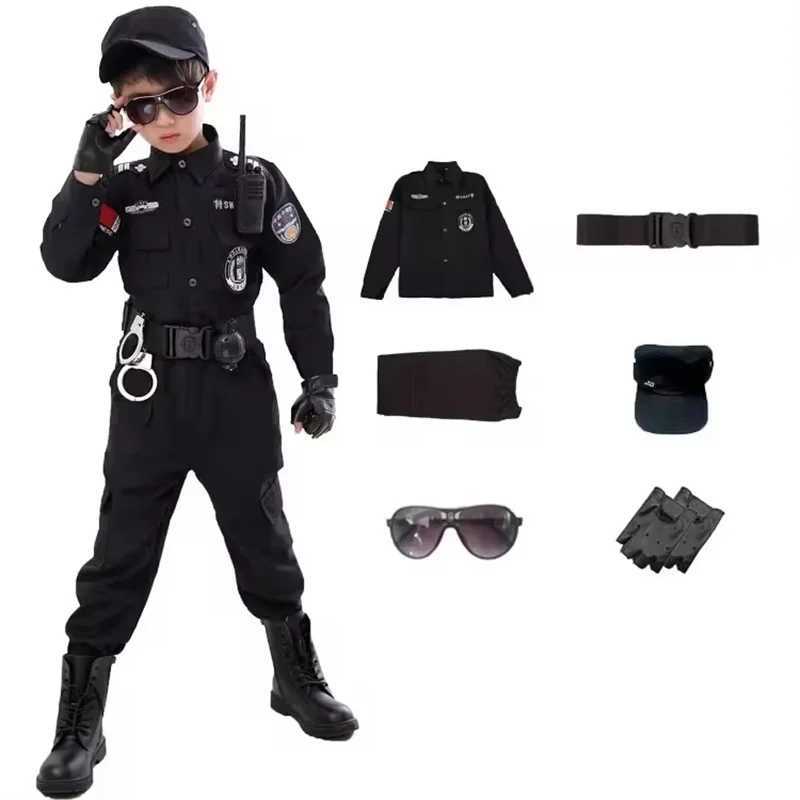 2024 New Children Boys Girls Funny Policeman Costumes Kids Police Uniform Cosplay Clothing Suit Halloween Party Carnival Gift W250117