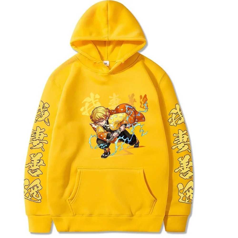 Japanese anime demon killer mens and womens hoodies Kamado Agatsuma Zenitsu printed hoodie Y2k Plus size sweatshirt unisex streetwear W250117
