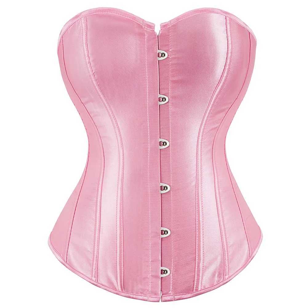 Satin tight corset simple retro elegant full plastic bone waist ruffle shape Gothic sexy Korset Plus size W250120
