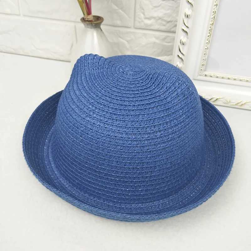 New handmade straw hat 7-color childrens straw hat summer sandal hat outing travel men and women baby cat ear sun hat T250121