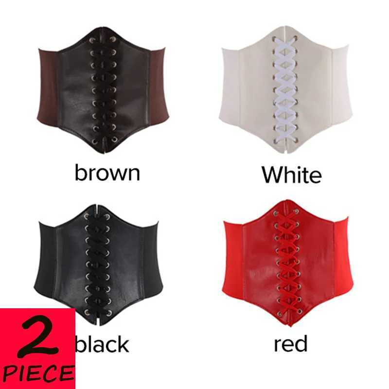 2PCS/SET Womens Corset Body Shapewear Sexy Wide Leather Belt High Waist Slimming Corsets Cummerbunds Strap Women Bustiers W250120