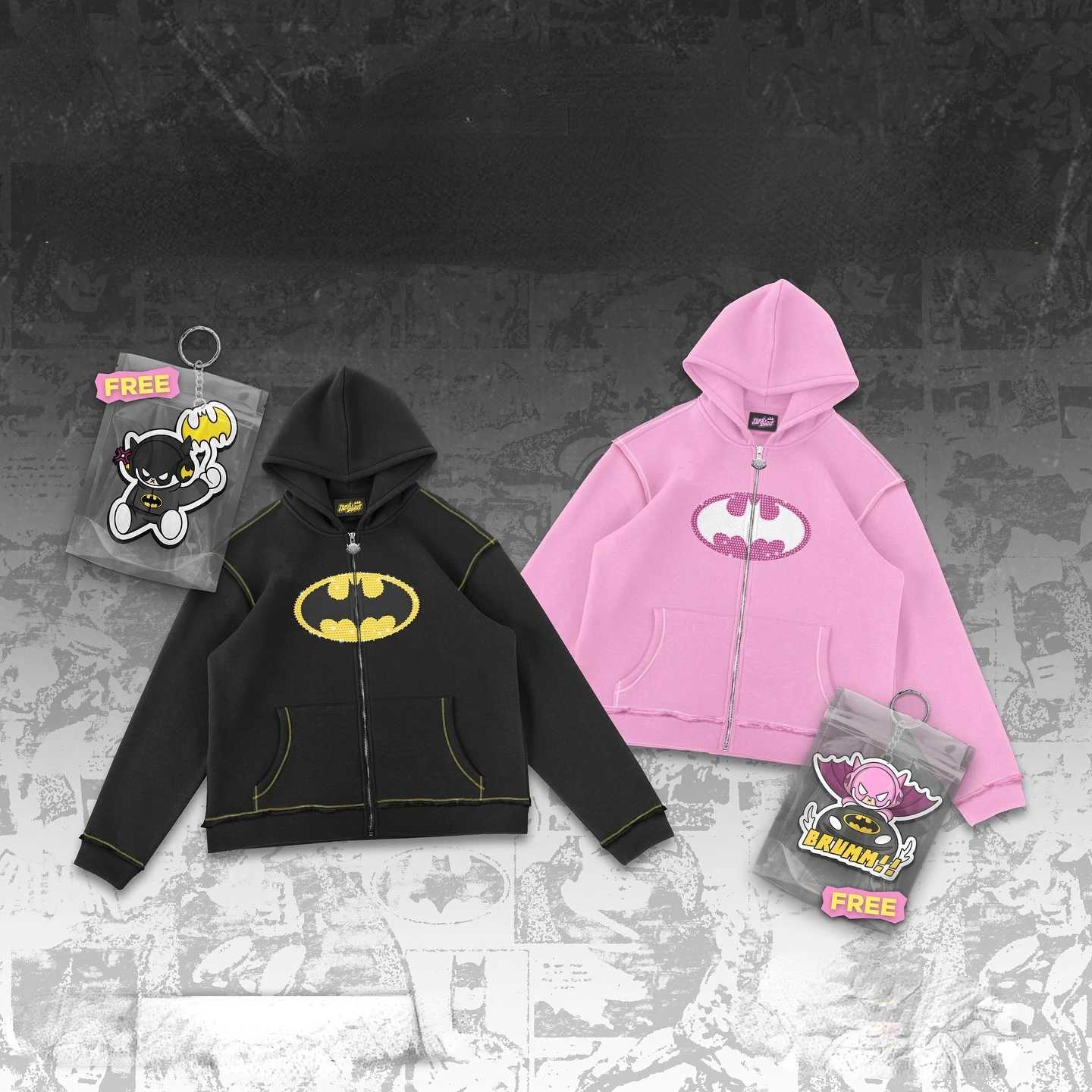 America Fashion Klein Bat Decoration Hoodies Y2K Harajuku Retro Oversized Men Women Zipper Hoodie Couple Streetwear Tops W250117