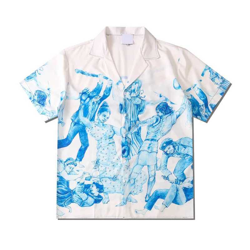 Black icon retro street mens short sleeved summer thin material Hawaiian mens shirt multifunctional design W250118