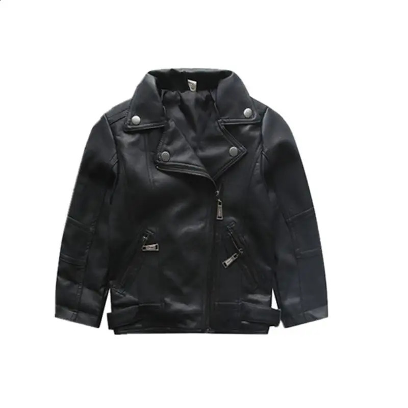 quliaty Girls Boys PU Jackets Kids Baby Leather Jacket Spring Autumn Coat Children Clothes Overcoats 2-10T 250113