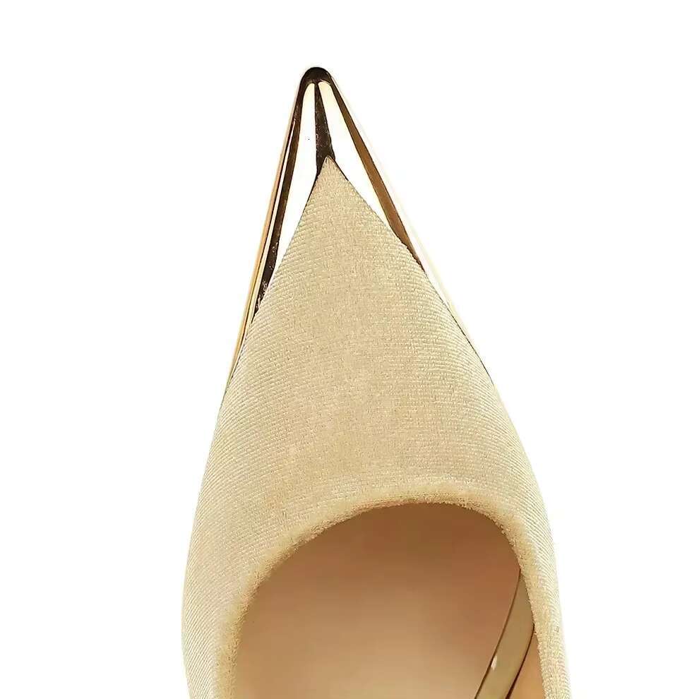 Women Metal Pointed Cap Toe Green Bury Veet New Pumps Lady 10cm Evening Banquet Dress Scarpins Stiletto Heels Shoes