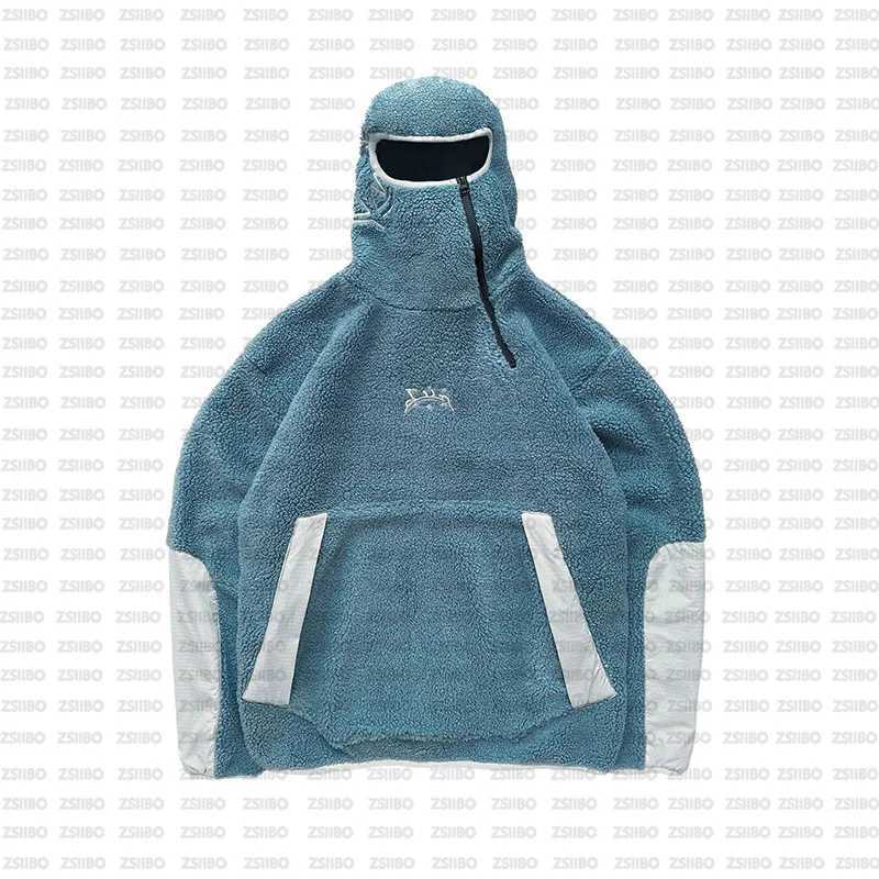 Casual sweater Harajuku style fashionable loose jacket sherpa spliced zipper sweatshirt wholesale trendy men and women W250117