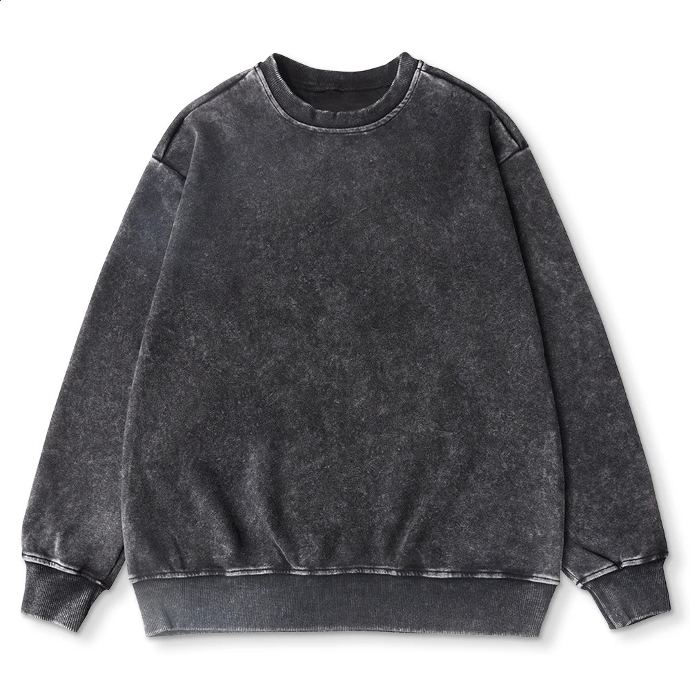 Thick Washed Sweatshirt For Men Women Cotton Loose ONeck Oversized Clothing Korean Y2k Tops Casual Vintage Long Sleeve Hoody 250122