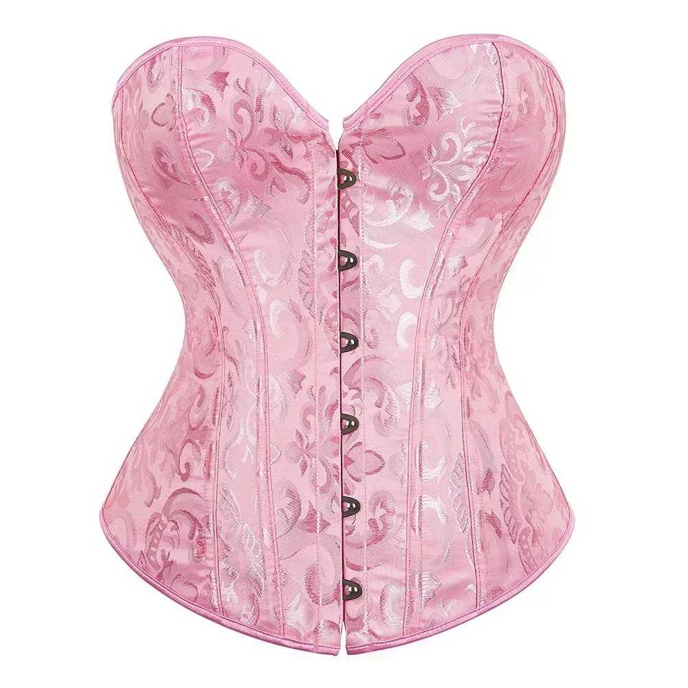 Simple Elegant Overbust Corset Vintage Women Bustier Lace-up Plastic Boned Corset Plus Size Brocade Gothic Sexy Corset W250120