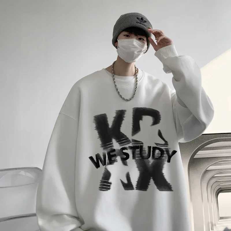 Mens Gothic letter Crewneck sweatshirt autumn hip-hop fashion wool pullover hoodie Hombre Y2K streetwear oversized clothing W250117