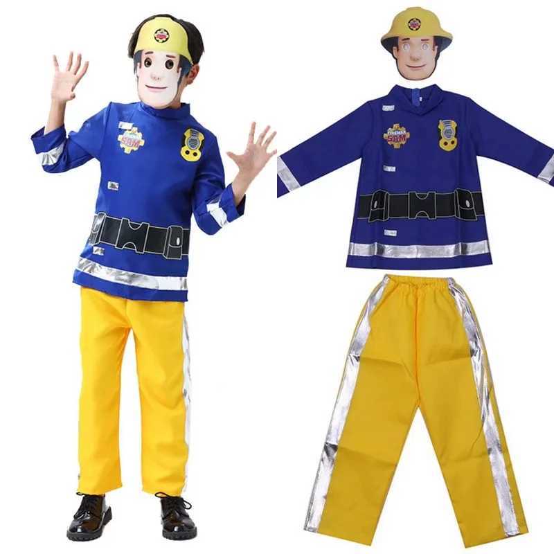 Kids Fireman Sam Childrens Fancy Dress Costume Boy Girls Carnival Party Halloween Cosplay Costumes Top Pants Mask 4-10 Years W250117