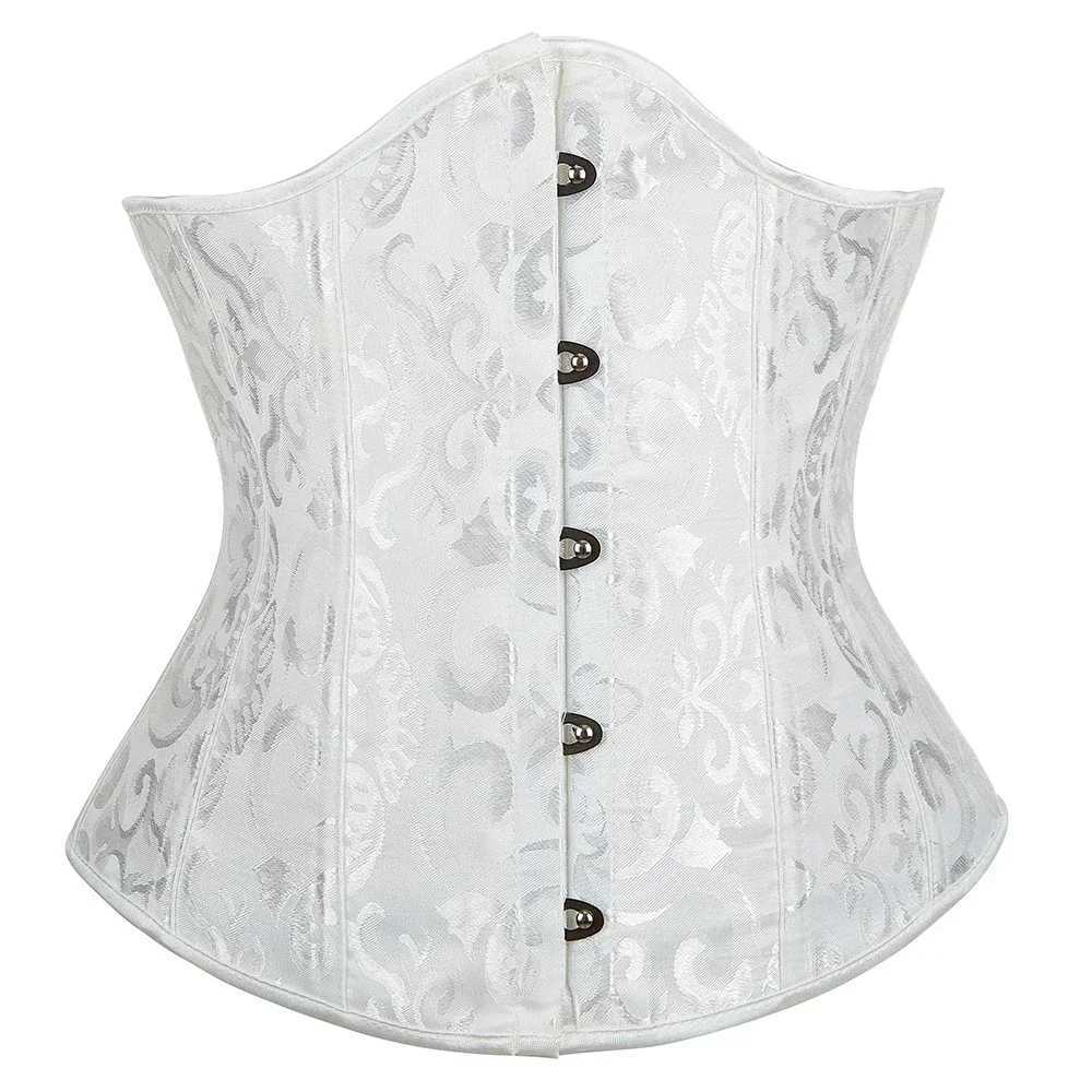 Vintage Jacquard Underbust Corset Women Gothic Slimming Sexy Underwear Corselet Black White W250120
