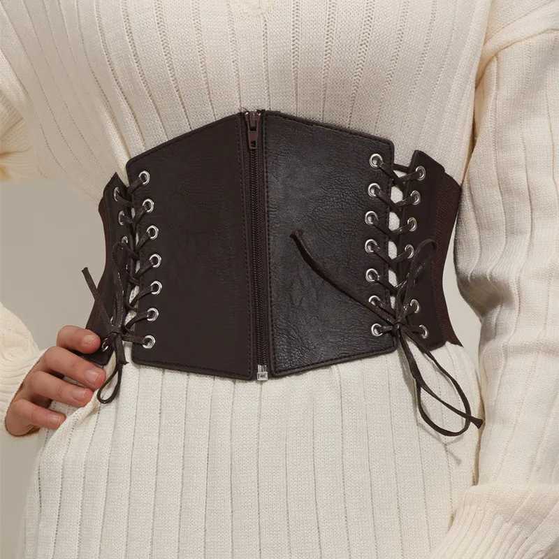 Fashion Punk Corset Wide Belts Women Slimming Body Elastic Bustier Waistband PU Leather Hip Hop Gothic Dress Girdle Body Shaper W250120