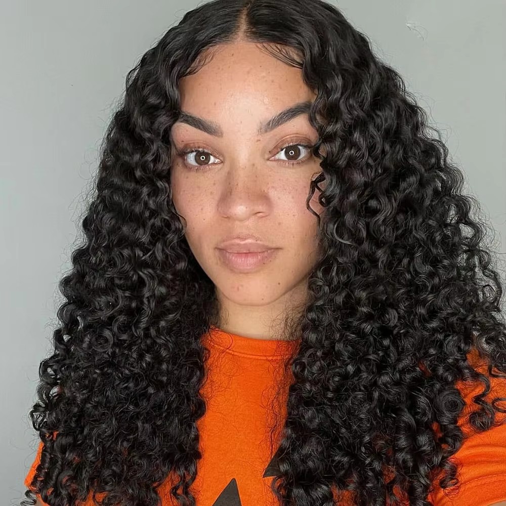 Bouncy Curly Transprent Lace Black Afro Kinky Human Hair Wigs Pr plucked water Wave Full Lace Wig with Baby Hair 360 Frontal