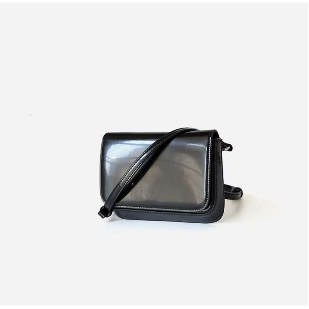 Fashion Brand Designer High End Box Shape Tofu Purse Small Flap Split Leather Glossy Women Crossbody Shoulder Bag