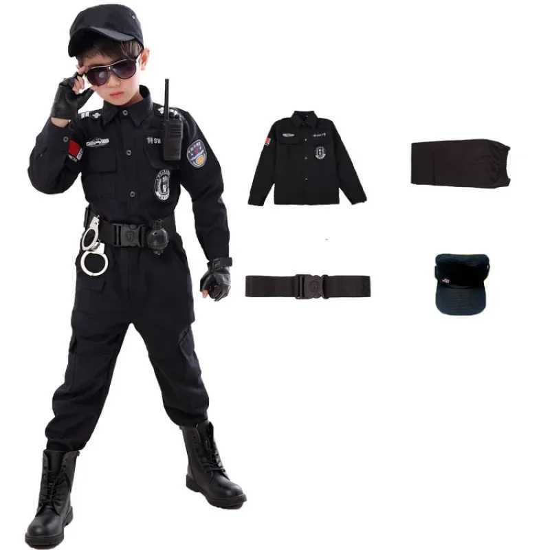 Swat Children Halloween Police Officer Cosplay Costumes Kids Carnival Police Uniform 110-160Cm Boys Army Police Officers Soldier W250117