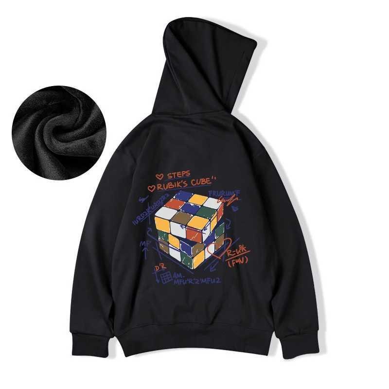 Anime Rubiks Cube Graphic Printed Men Hoodie Vintage Streetwear Oversized Hooded Sweatshirts New Hip Hop Pullover Y2K Hoodies W250117
