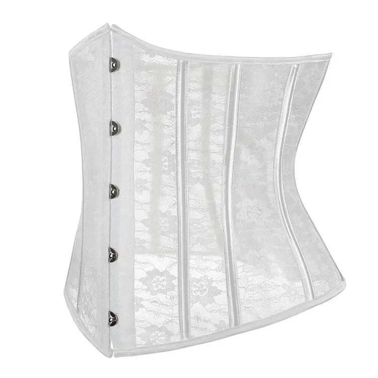 The latest mesh style short breathable waist tight corset suitable for women in black and white high color breathable mesh white corset W250120