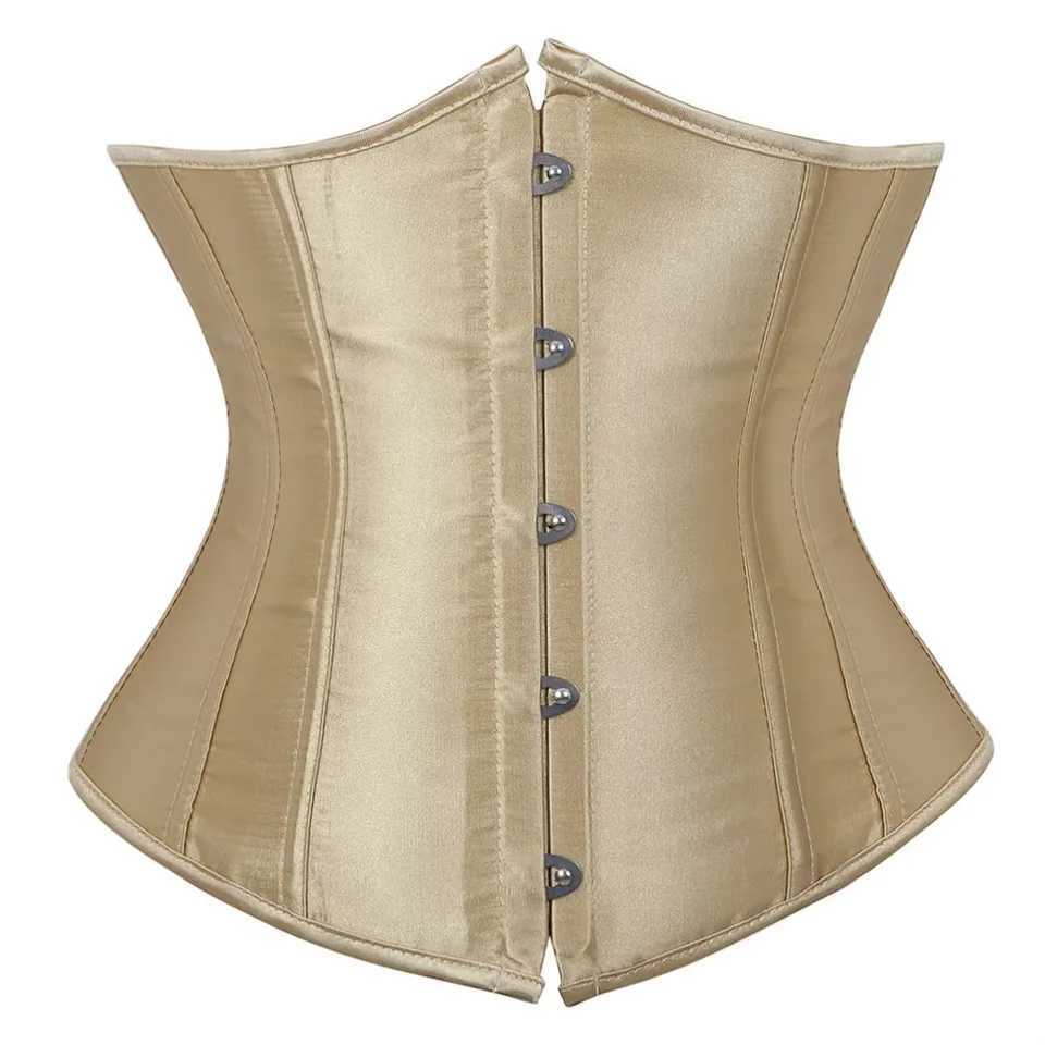 Womens Satin Underbust Corset Bustier Sexy Underwear Waist Slimming Body Shaper Corset Top for Women Steampunk Lace-up Corset W250120