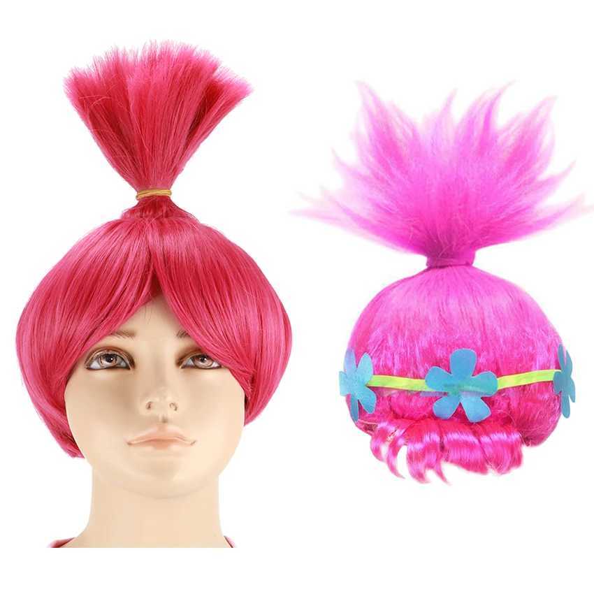 Girl Trolls Dress for Kid Poppy Halloween Costs for Kids Skirt Festival Masquerade Fancy Dress Girl Wig Disguise W250117