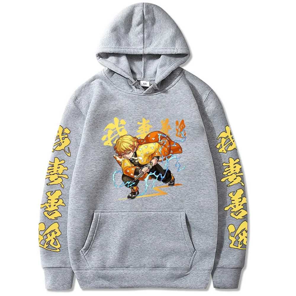 Japanese anime demon killer mens and womens hoodies Kamado Agatsuma Zenitsu printed hoodie Y2k Plus size sweatshirt unisex streetwear W250117