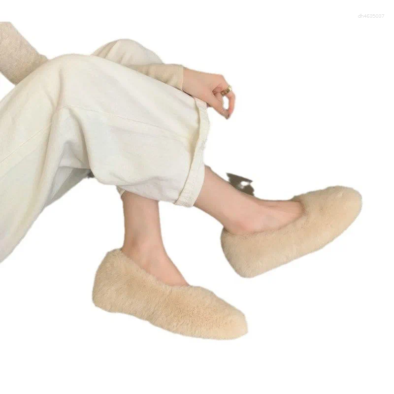 Casual Shoes Winter Women's Keep Warm Plus Veet Flats Fashion Fur Slip On For Women Light Walking atos De r