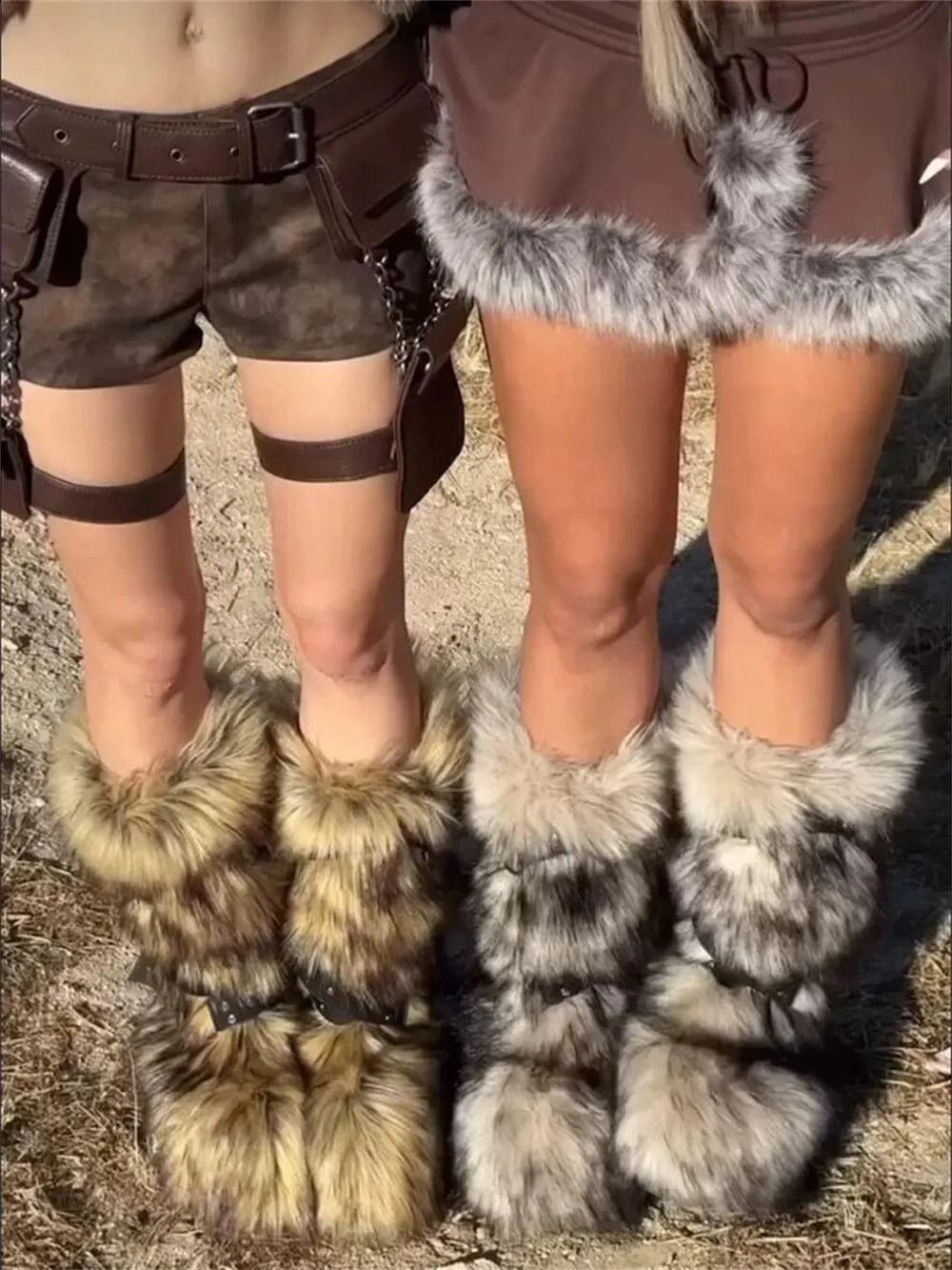 Winter Long fur y2k Sexy Snow Boot Big Size 44 Chic More Colors Buckle Belt Knee High Boots Shoes 250118