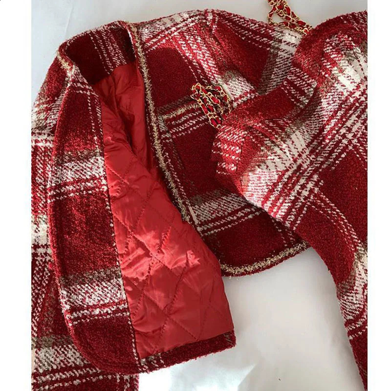 Woolen Harajuku Y2k Plaid Short Blazer Christmas Clothes Women Winter A-line Dress Sets Korean Fashion Suits 2-piece Set Female 250113