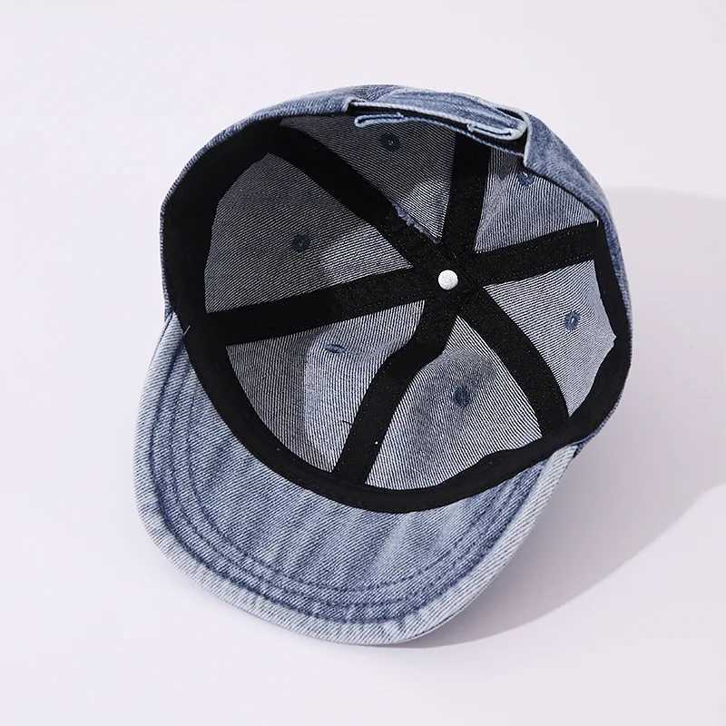 Wash denim baseball caps for boys and girls retro soft brown sun hats simple solid color adjustable childrens duck tongue hats M250121
