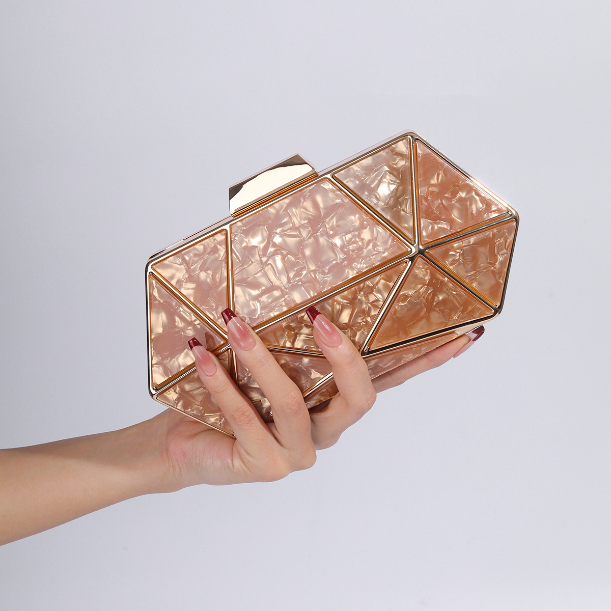 New Acrylic Metal Water Chestnut With Socialite Temperament, One Shoulder Diagonal Chain Bag, Women's Hand-Held Dinner Bag