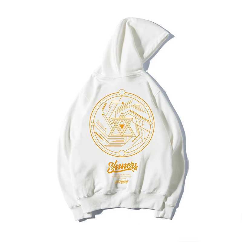 Irregular Graphic Print Male Hoodies Fashion Loose Clothing Fleece High Street Hooded Sweatshirt Oversized Pollover Y2K Hoodie W250117