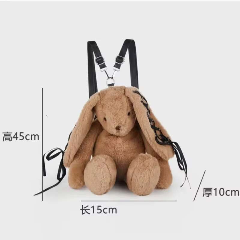 2024 New Fashion Plush Lace Lace-Up Shoulder Faux Fur Cute Bunny Backpack Women's Bag Designer Handbags And Purses