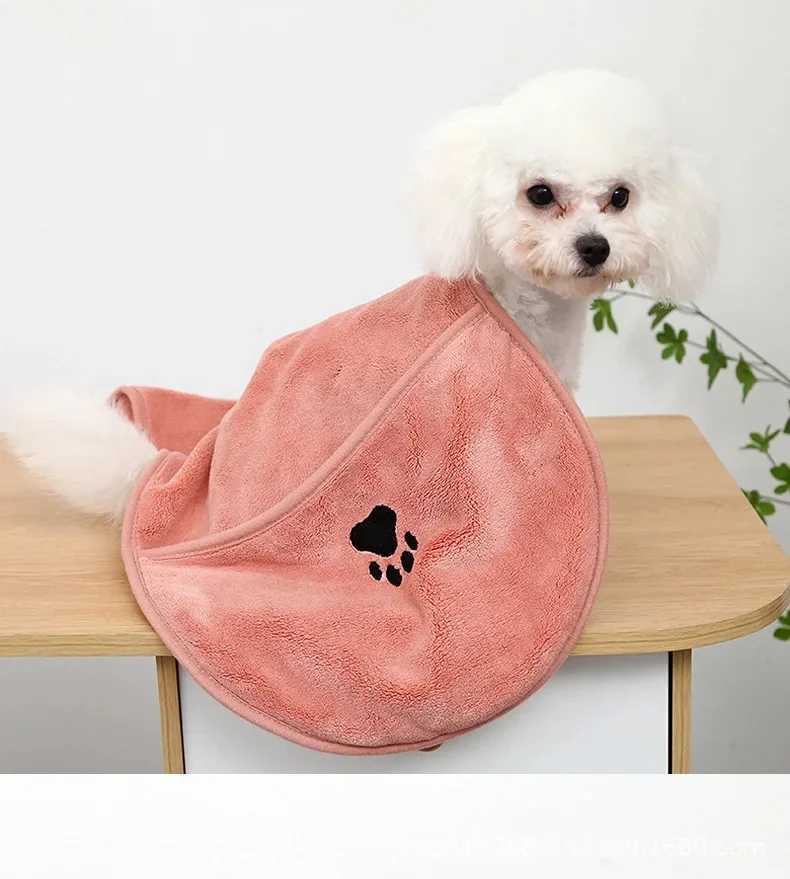 Coral fleece hand-inserted pet towel dog and cat water-absorbing quick-drying bath towel soft bath towel M250118