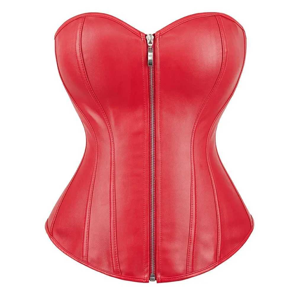 Classic synthetic leather corset top with zipper womens Gothic steampunk waist trainer Bustier retro corset sexy club outfit W250120