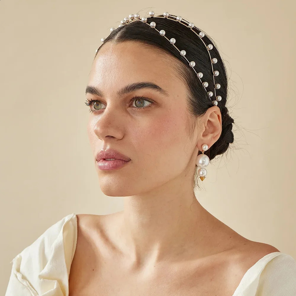 Pearl Headband For Women Girl Elegant Wedding Hair Accessories Bridal Hairband Tiaras Crowns Birthday Party Prom Bride Headpiece 250120