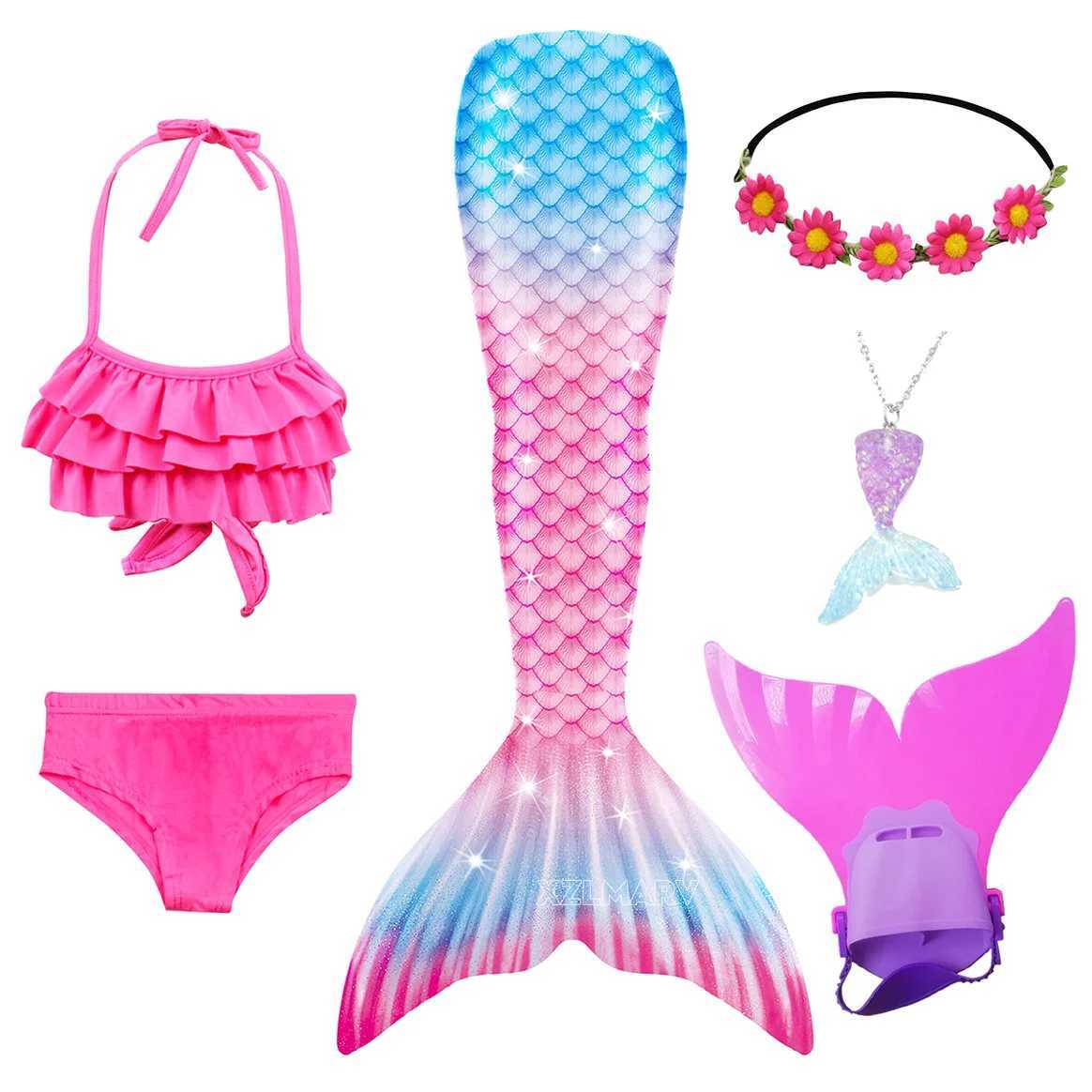 Mermaid costume for children mermaid tail swimming can be added. Single finned girl childrens mermaid costume role-playing birthday gift W250117