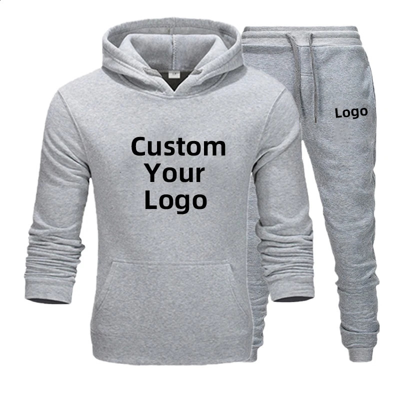 Fashion Mens diy Printed Tracksuits 2 Pieces Sweatshirts and Trousers Set Males Fitness Outfits Customize your 250117