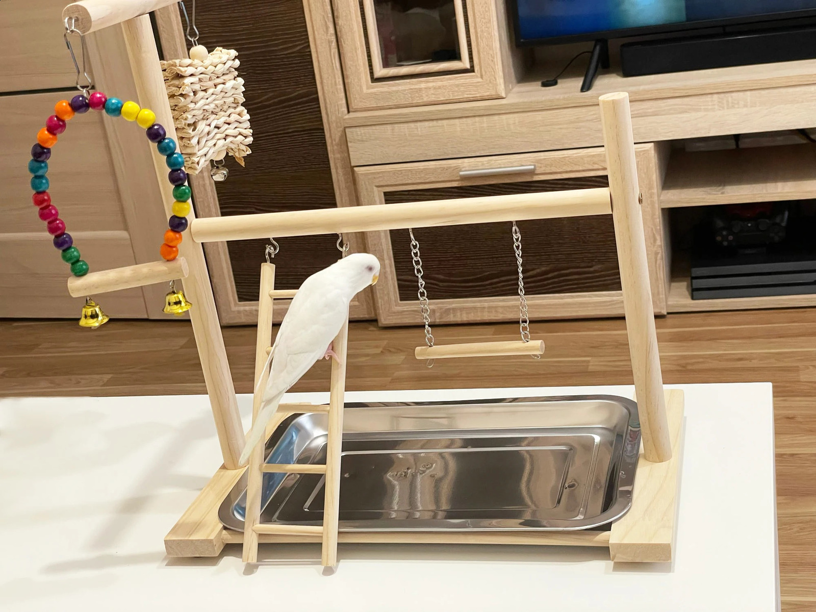 Bird Playground Perch Stand Feeding Cups Swing Climbing Ladder Parrot Playstand Exercise Playgym For Parakeet Cockatiel Lovebi 250121