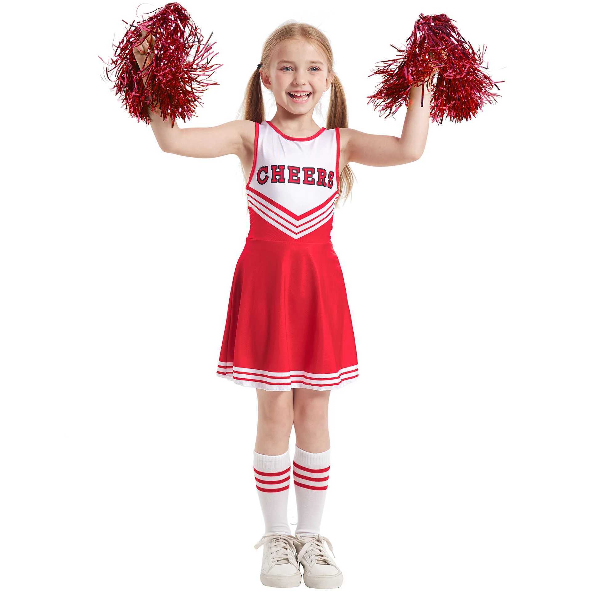 3 pieces of summer childrens tank top cheerleading set letter printed slim fit dress floral sports set role-playing set gif W250117