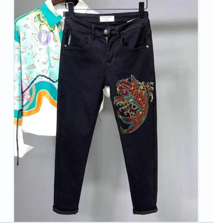 Mens Male Trousers Rhinestone ious jeans mens gifts 250120