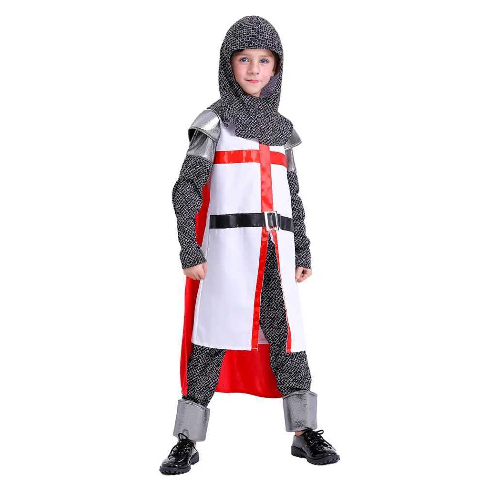 Deluxe Medieval Crusader Templar Knight Cosplay Costume For Kids Outfit Suits Boys Halloween Carnival Party W250117