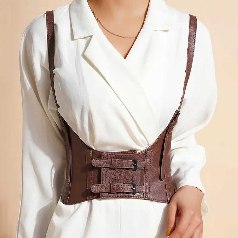 Womens Vintage Gothic Faux Leather Underbust Corset Crop Top Solid Adjustable Vest Waist Belt Double Buckle Cincher Plus Size W250120