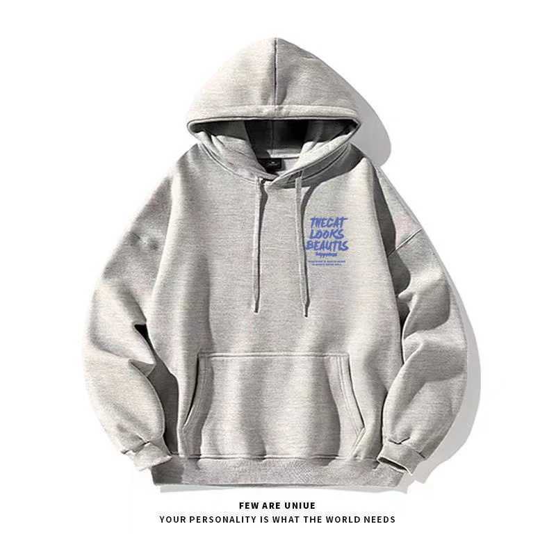 The Cat Looks Beauty Letter Prtined Hoodies Mens Comfortable Fashion Hooded Sweatshirt Hip Hop Streetwear Clothes Y2K Hoody W250117