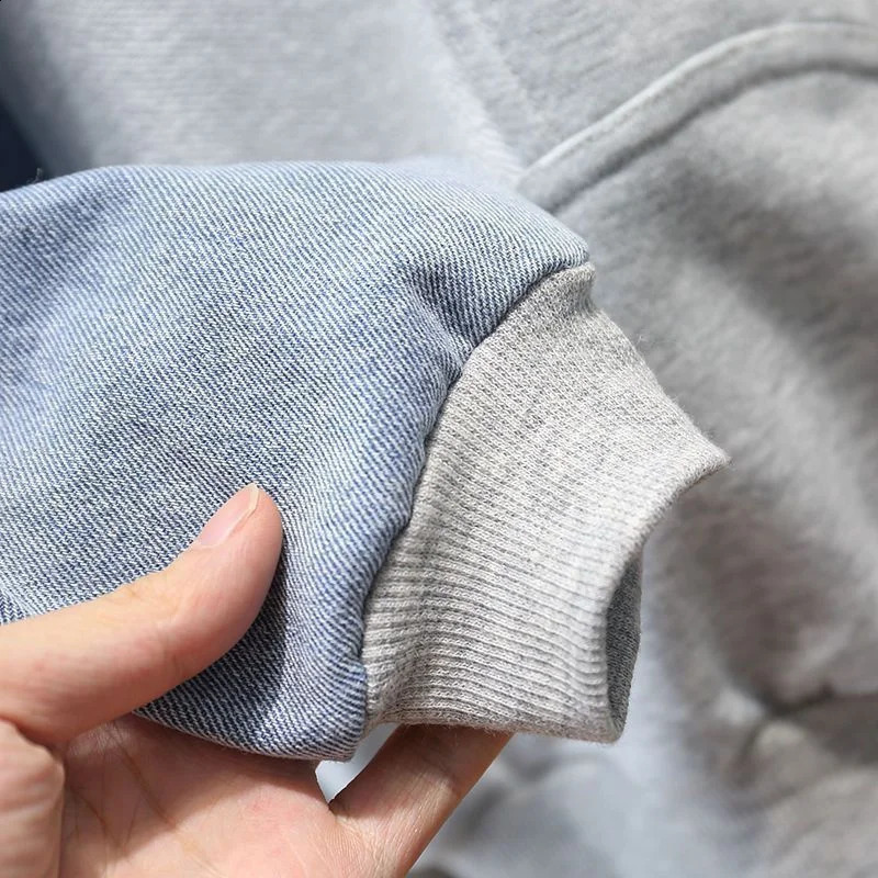 Baby boy clothes set light blue solid color street fried cowboy two-piece fashion long sleevedenim sweatpants clothes. 250117