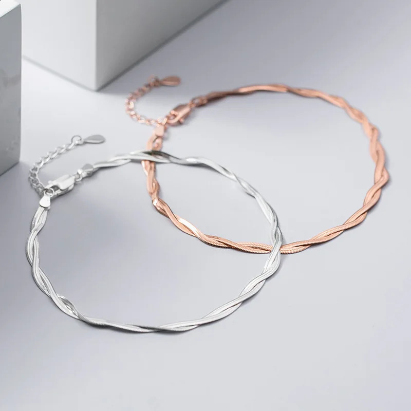 MIQIAO Womens Double layer Snake Chain Foot Bracelet 925 Pure Silver Foot Jewelry Fashion Rose Gold Color Decoration Platform 250110