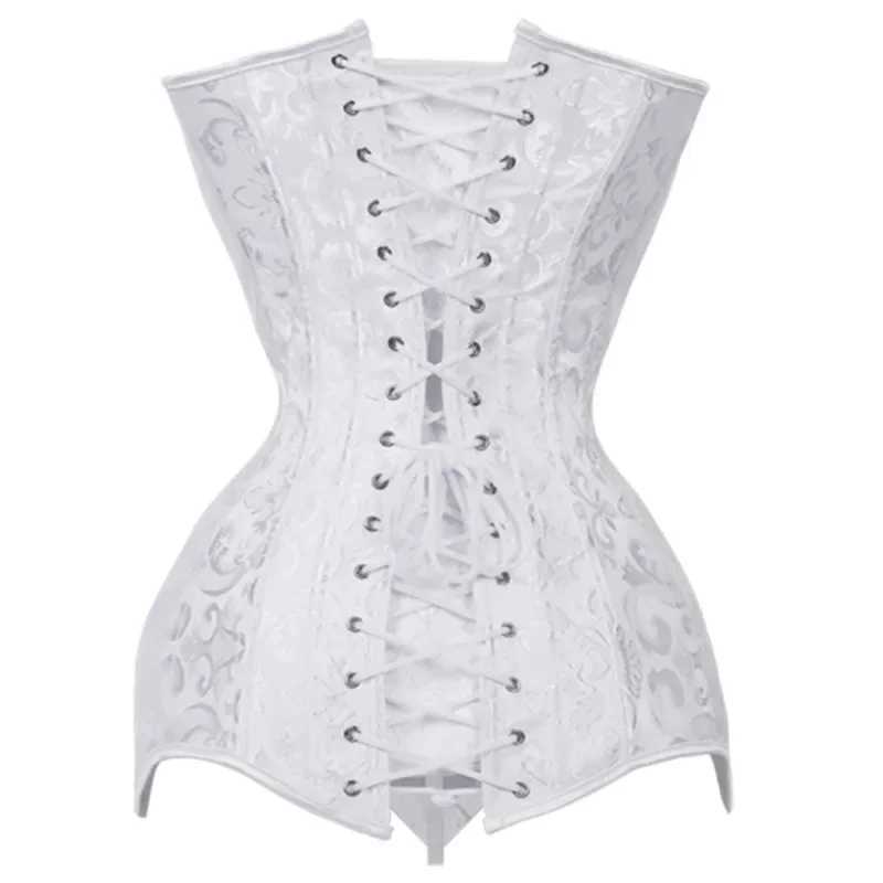 Womens Hourglass Longline Overbust Corset Top Steel Boned On Torso Bustier Vintage Jacquard Steampunk Corset W250120