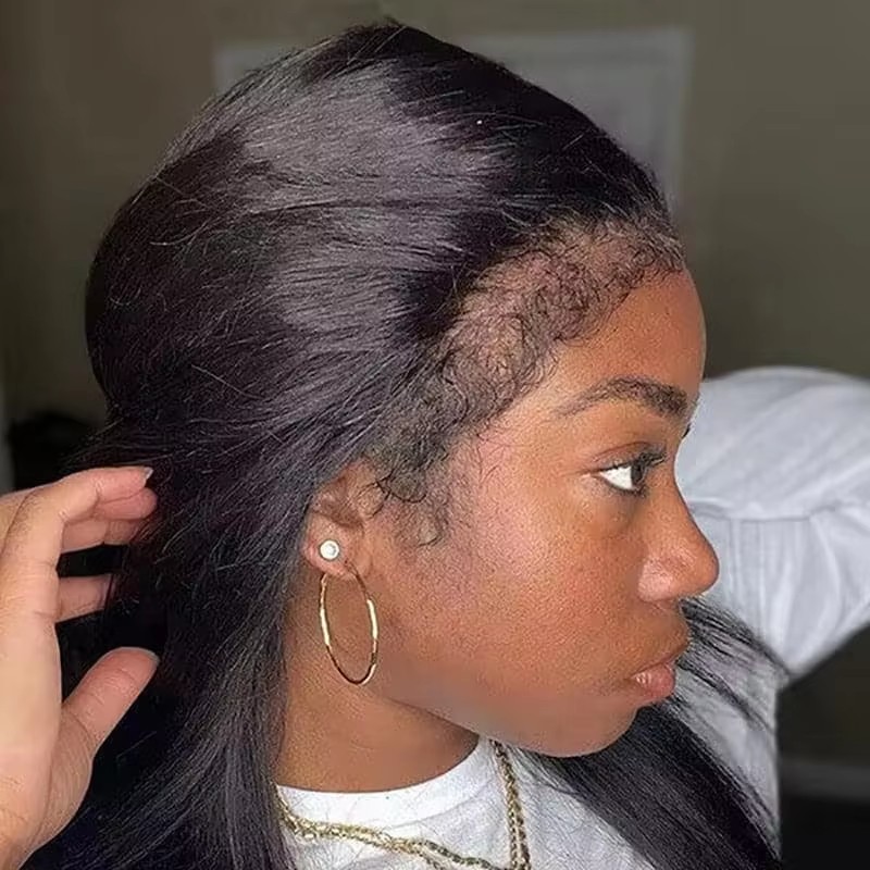 4C Edges Natural Hairline Wig perruque humain Straight 13x4 360 Transparent Lace Front Human Hair Wigs With Curly Baby Hair Lace Wigs