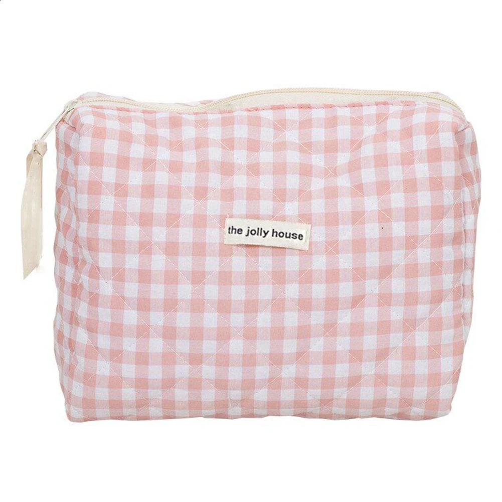 Plaid Checkered Travel Makeup Pouch Large Capacity Makeup Organizer Storage Bag Cosmetic Organizer Case for Women and Girls 250120