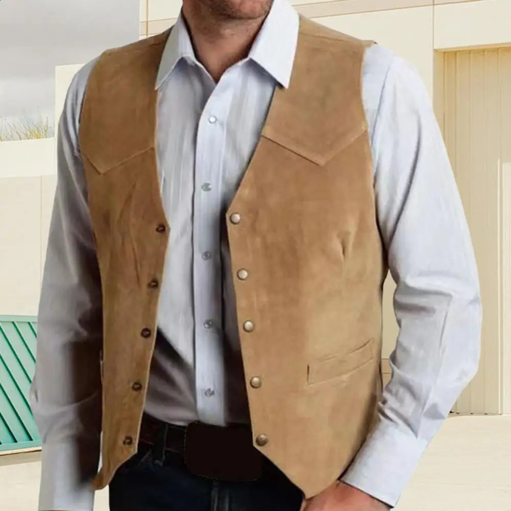 Brown Vest Mens Formal Business Suit Waistcoat Groomsmen For Wedding Cowboy 250114
